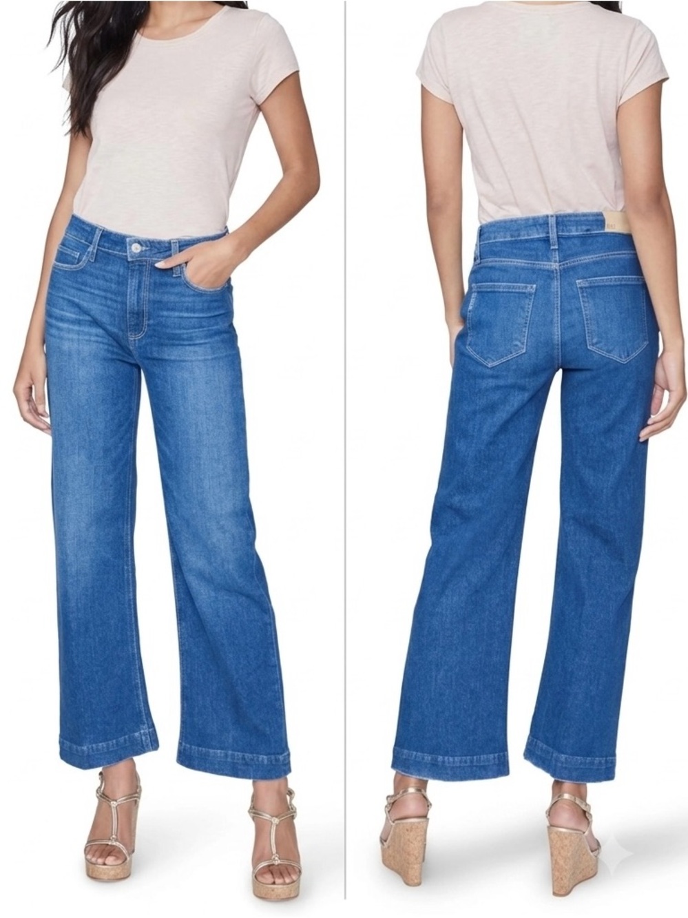 Paige Leenah High Waist Ankle Wide Leg Jeans in Freesia